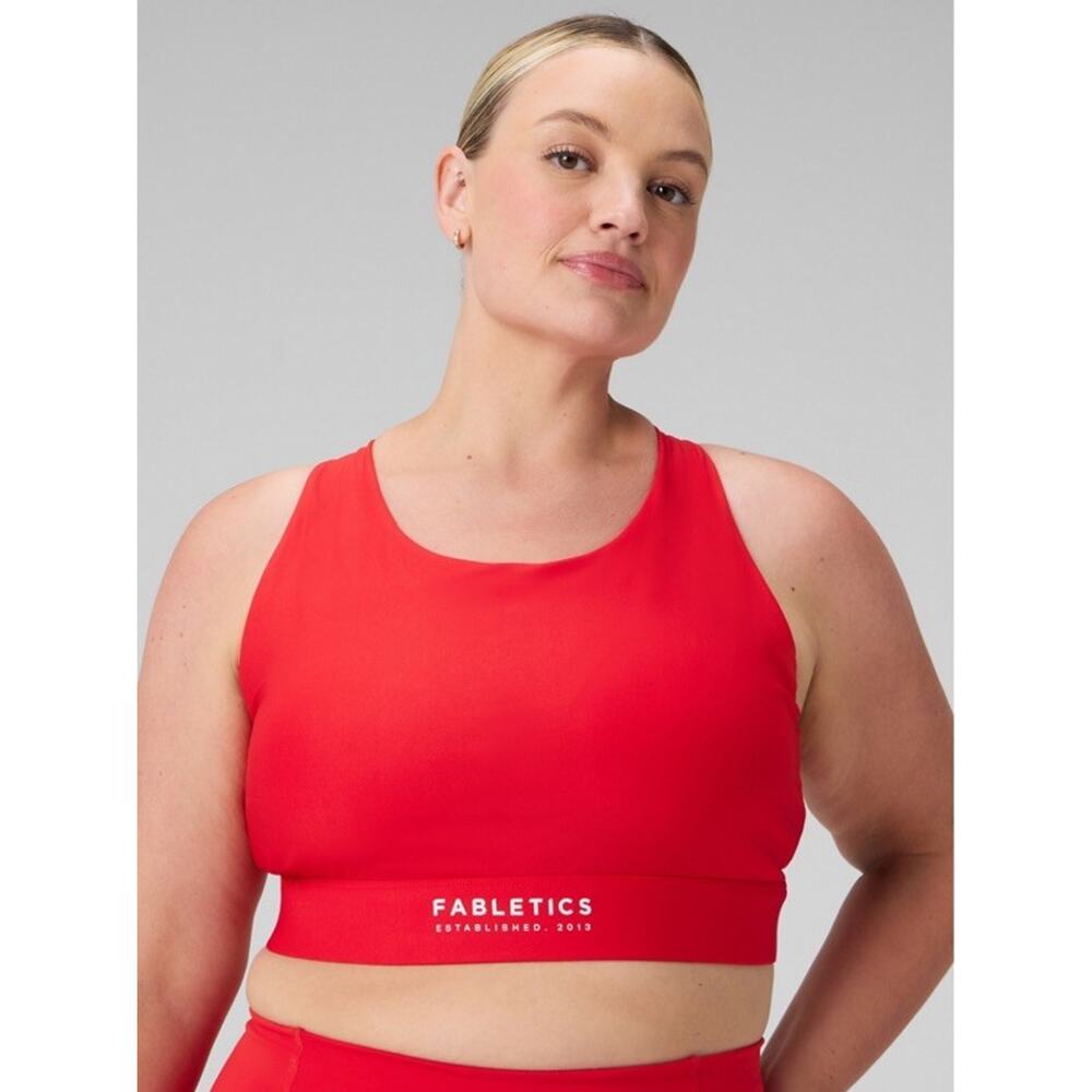 Fabletics No Bounce High Impact Heated Red Strappy Sports Bra Size XXL/1X
